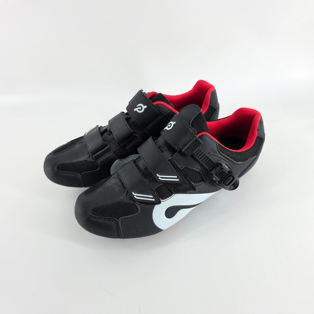 Peloton Cycling Shoes Unisex 44 Black Red Delta Cleats Indoor Spin Bike Ratchet